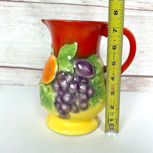 Vintage 1930th Ditmar Urbach Czechoslovakia Art Ceramic Pitcher Fruit Design - Picture 10 of 11